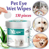 130 Pcs Pet Eye Cleaning Wipes | Tear Stain Remover for Dogs & Cats | Gentle Grooming Wipes | Non-Foaming Soft Pet Towels