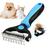 2-in-1 Deshedding Brush for Dogs & Cats – Stainless Steel Dematting Comb & Hair Remover