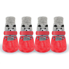 2-Pair Dog Sock Shoes - Waterproof Knit Boots with Anti-Slip Soles