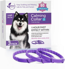 3-Pack Calming Collars for Dogs & Cats - 30 Day Pheromone Anxiety Relief