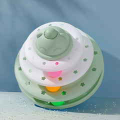 4-Level Cat Tower Toy - Interactive Turntable Roller Ball Track Puzzle Game