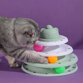 4-Level Cat Tower Toy - Interactive Turntable Roller Ball Track Puzzle Game