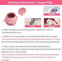 4-Nipple Newborn Pet Feeder - Milk Nursing Bowl for Puppies & Kittens