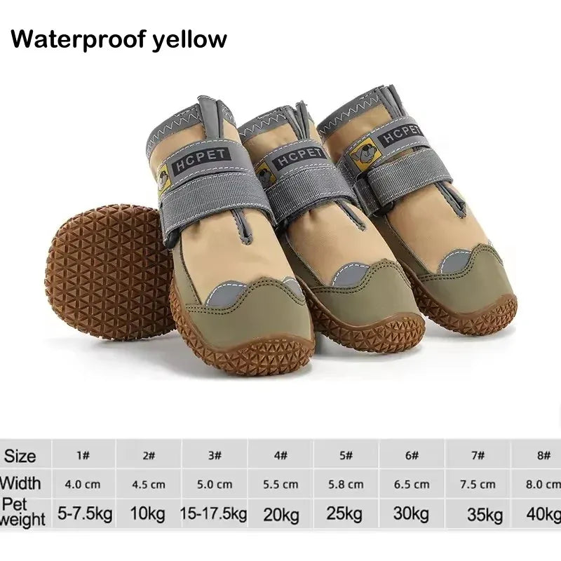 4-Pack Dog Boots - Waterproof Reflective Shoes for Medium Large Dogs