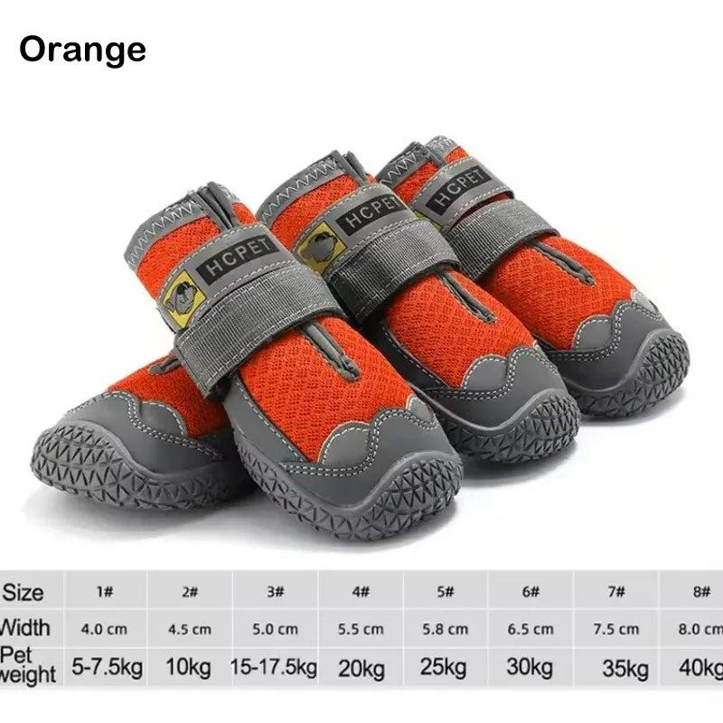 4-Pack Dog Boots - Waterproof Reflective Shoes for Medium Large Dogs