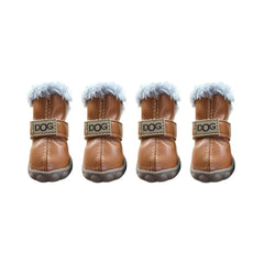 4-Pack Plush Snow Boots - Waterproof Winter Dog Shoes with Non-Slip Soles