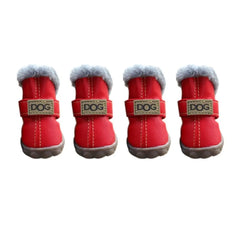 4-Pack Plush Snow Boots - Waterproof Winter Dog Shoes with Non-Slip Soles