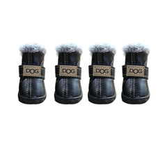 4-Pack Plush Snow Boots - Waterproof Winter Dog Shoes with Non-Slip Soles
