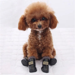 4-Pack Plush Snow Boots - Waterproof Winter Dog Shoes with Non-Slip Soles