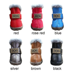 4-Pack Plush Snow Boots - Waterproof Winter Dog Shoes with Non-Slip Soles