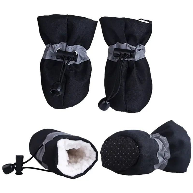 4-Pack Puppy Paw Protectors - Soft-Soled Prewalker Shoes for Winter