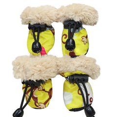 4-Pack Winter Dog Boots - Fleece Lined Waterproof Shoes with Anti-Slip Soles