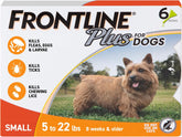 Frontline Plus Flea & Tick Treatment for Small Dogs (5-22 lbs), 6-Dose Pack | High-Quality Parasite Protection.