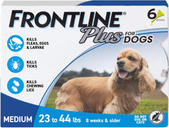 Frontline Plus Flea & Tick Treatment for Medium Dogs (23-44 lbs), 6-Dose Pack