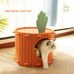 Felt Cloth All Season Carrot-Shaped Cat Bed Semi-Enclosed Pet Cave Nest for Small Cat/Dog Soft Pet House Pet Supplies