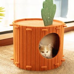 Felt Cloth All Season Carrot-Shaped Cat Bed Semi-Enclosed Pet Cave Nest for Small Cat/Dog Soft Pet House Pet Supplies