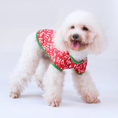Christmas Pet T-Shirt 2025 – Classic Cotton Dog & Cat Outfit with Santa, Elk & Snowflake Print | Holiday Pet Clothes