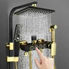 Single-Handle Thermostated Brass Bath Faucets Black Gold Square Bathroom Shower System Rainfall Soft Ceramic Hotels Villas