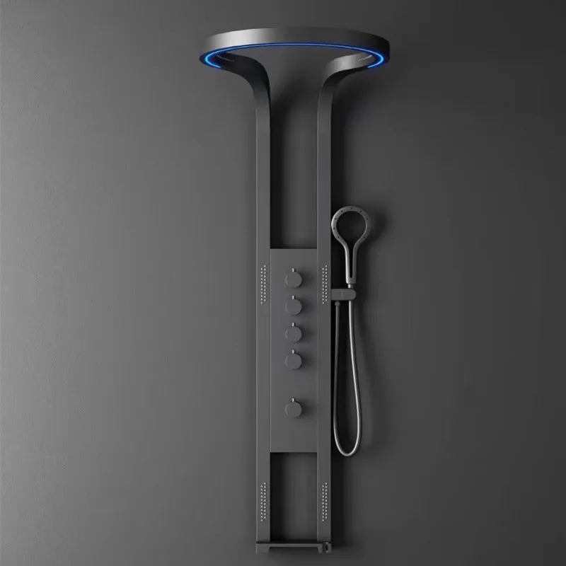 Hot Sale Bathroom Brass Waterfall Rainfall Shower Set Panel Wall Mounted Multifunctional SPA Shower LED System