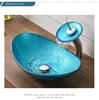 Apartment Modern Gold Painted Orange Engraving Design Lavabo Oval Glass Bathroom Sink Vanity Wash Basin