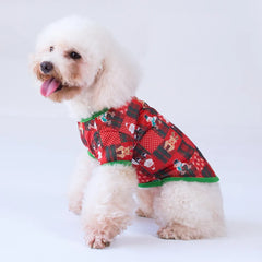 Christmas Pet T-Shirt 2025 – Classic Cotton Dog & Cat Outfit with Santa, Elk & Snowflake Print | Holiday Pet Clothes