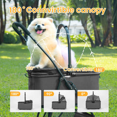 Wedyvko Luxury Detachable Pet Stroller Light Cup Holder Design Four-wheeled Universal Wheel Dog Cart Outdoor Travel Carrying Bag