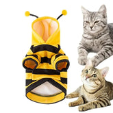 Cat Dog Bee Costume Soft Cat Holiday Cosplay Winter Warm Clothes Pet Bee Halloween Hoodies for Pet Supplies