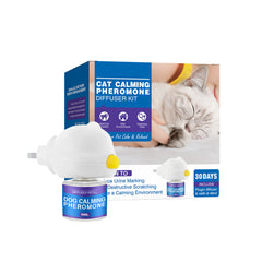 Pet Calming Diffuser Kit - Cat Pheromones Calming Diffuser Anxiety & Stress (1 Diffuser + 1/2 Refill 48ml Vial) - 60 Days
