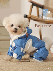 Dog Autumn and Winter Clothing Splash-proof Puppy Warm Four-legged Cotton Clothing Pet Outdoor Waterproof Clothing Teddy Puppy