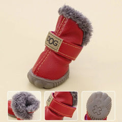 Soft Pet Snow Boots Puppy Rain Snow Boots Warm Non Slip Winter Pet Dog Shoes Waterproof Plush/PU for 4Pcs/Set Winter