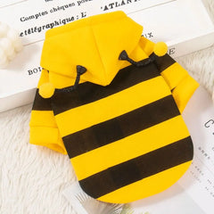 Cat Dog Bee Costume Soft Cat Holiday Cosplay Winter Warm Clothes Pet Bee Halloween Hoodies for Pet Supplies