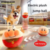 Interactive Electric Dog Toy Plush Jumping Ball – USB Rechargeable Smart Moving Clown Pig Cartoon Puzzle Dog Training Toy for Puppies & Small Dogs