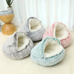 Cat House Winter Plush Pet Cat Bed Round Cat Cushion Thicken Warm Cats Basket Pet Sleep Bag Kitten Nest Kennel for Small Cats