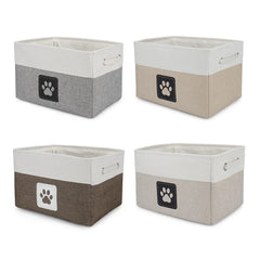 Pet Toy Storage Basket Foldable Paw Dog Cat Clothes Box Accessories Organize Bin