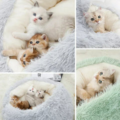 Cat House Winter Plush Pet Cat Bed Round Cat Cushion Thicken Warm Cats Basket Pet Sleep Bag Kitten Nest Kennel for Small Cats