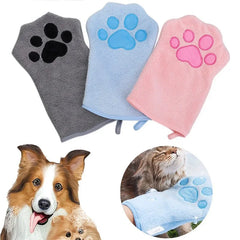 Quick drying Dog Bath Gloves Pet Grooming Gloves Multicolor Soft Absorbent Paw Print for Dogs Cats, Bathing Drying Essentials