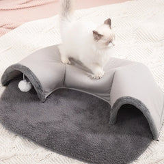 Cat Tunnel Bed 2-in-1 – Interactive Suede Pet Toy & Nest for Cats, Rabbits & Ferrets | Indoor Play & Training Tunnel