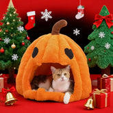 Christmas Pumpkin Pet Bed - Warm Cat & Dog House with Removable Cushion/for winter/warm/decoration/ dress up/snowflake、costumes