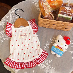 Dog Dress Fresh Cute Small Dog Teddy Bear Cat Pomeranian Love Floral Dress Spring Summer Dress Pet Party holiday Dress Up