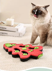 Rotating Bone & Sliding Module Pet Puzzle Toy, Anti-Slip Base, Mental Stimulation for Cats & Dogs, Green/Red