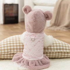 Heart Print Dog Down Jacket Winter Warm Dog Cotton Dress Luxury Puppy Coat Cute Soft Cat Jacket Coat Pet Dress Chihuahua Outfits