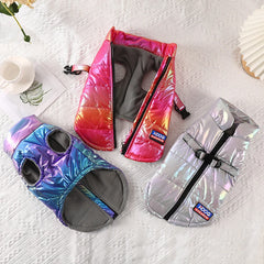 Christmas pet dog and cat clothing for autumn and winter, waterproof gradient color vest with fleece warmth pet clothing supplie