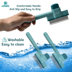 Oitabi 1/2PCS Flea Comb for Dogs and Cats with Release Button Fine Tooth Dog Comb for Pet Hair Removal, Cleaning Remove Fleas Eg