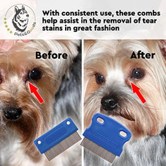 Dog Grooming Comb for Tear Stain and Mucus Removal Gentle Eye Crust and Stain Cleaner Ideal for Daily Use in Pet Care Set of 2