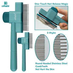 Oitabi 1/2PCS Flea Comb for Dogs and Cats with Release Button Fine Tooth Dog Comb for Pet Hair Removal, Cleaning Remove Fleas Eg