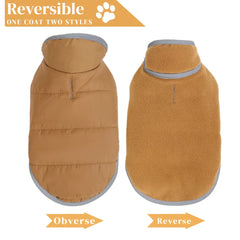 Fleece Warm Pet Clothes For Winter Reversible Cat Jacket With Leash Hole Reflective Waterproof Pets Coat For Puppy Cats Sphynx