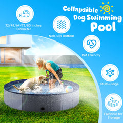 Portable Dog Pool, Foldable Pet Swimming Tub, Anti-Slip Collapsible Pet Bathtub, Hard Plastic Bath Pool for Pets Dogs and Cats