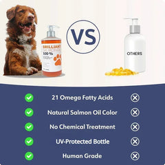 Brand 200ml PET BRILLIANT Pure SALMON OIL Natural No Chemical Treatment 21 Omega Fatty Acids Nutritional Supplements for Dogs