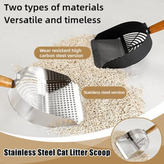 Steel Cat Litter Scoop Long Handle Pet Waste Shovel Cleaning Tool for Tofu Sand Litter Box Cats Supplies
