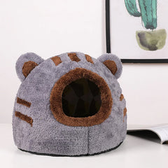 Bear Head Cat Bed - Winter Warm Cave Nest Self Warming Plush House for Cats